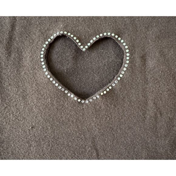 Y2K HOLLISTER Heart Rhinestone Cut Out One Shoulder Tank Top Chocolate Brown S - Picture 8 of 10